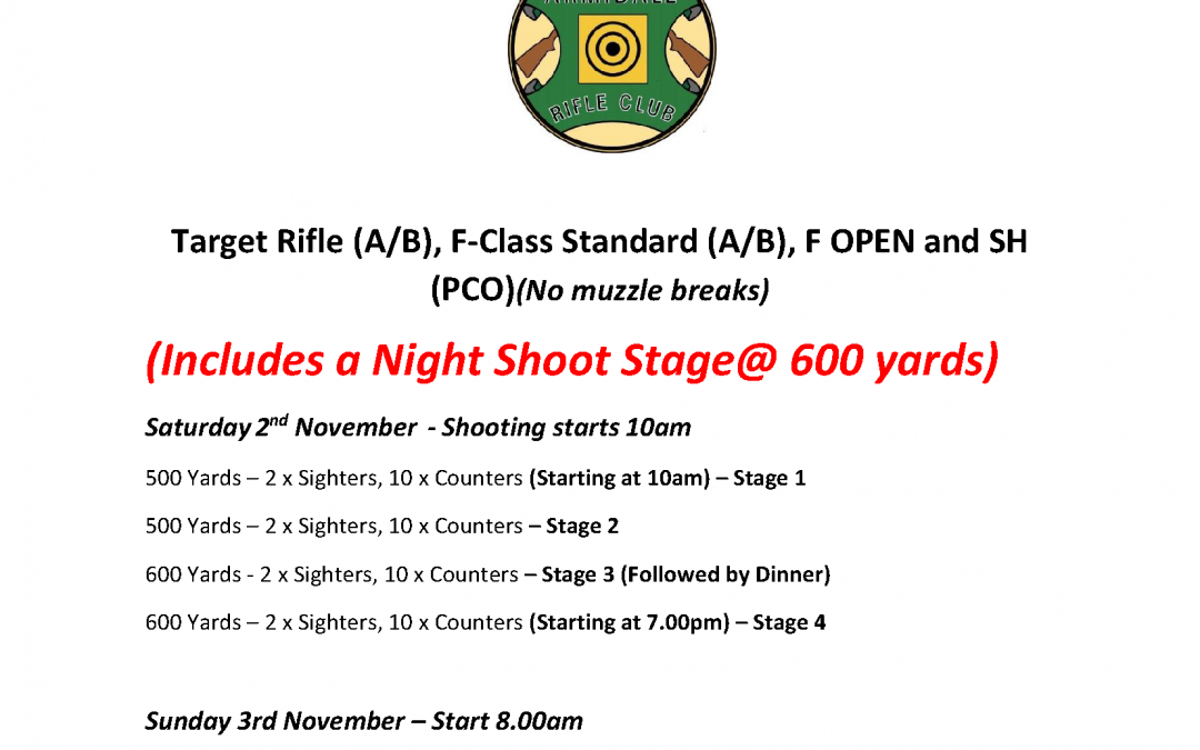 Armidale Rifle Club OPM: Sat 2 – Sun 3 November 2024